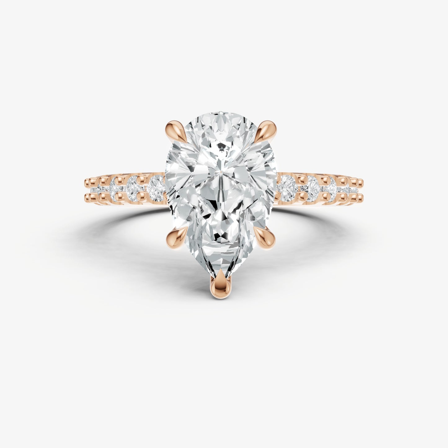 Pear 6 Claw Diamond Band Engagement Ring