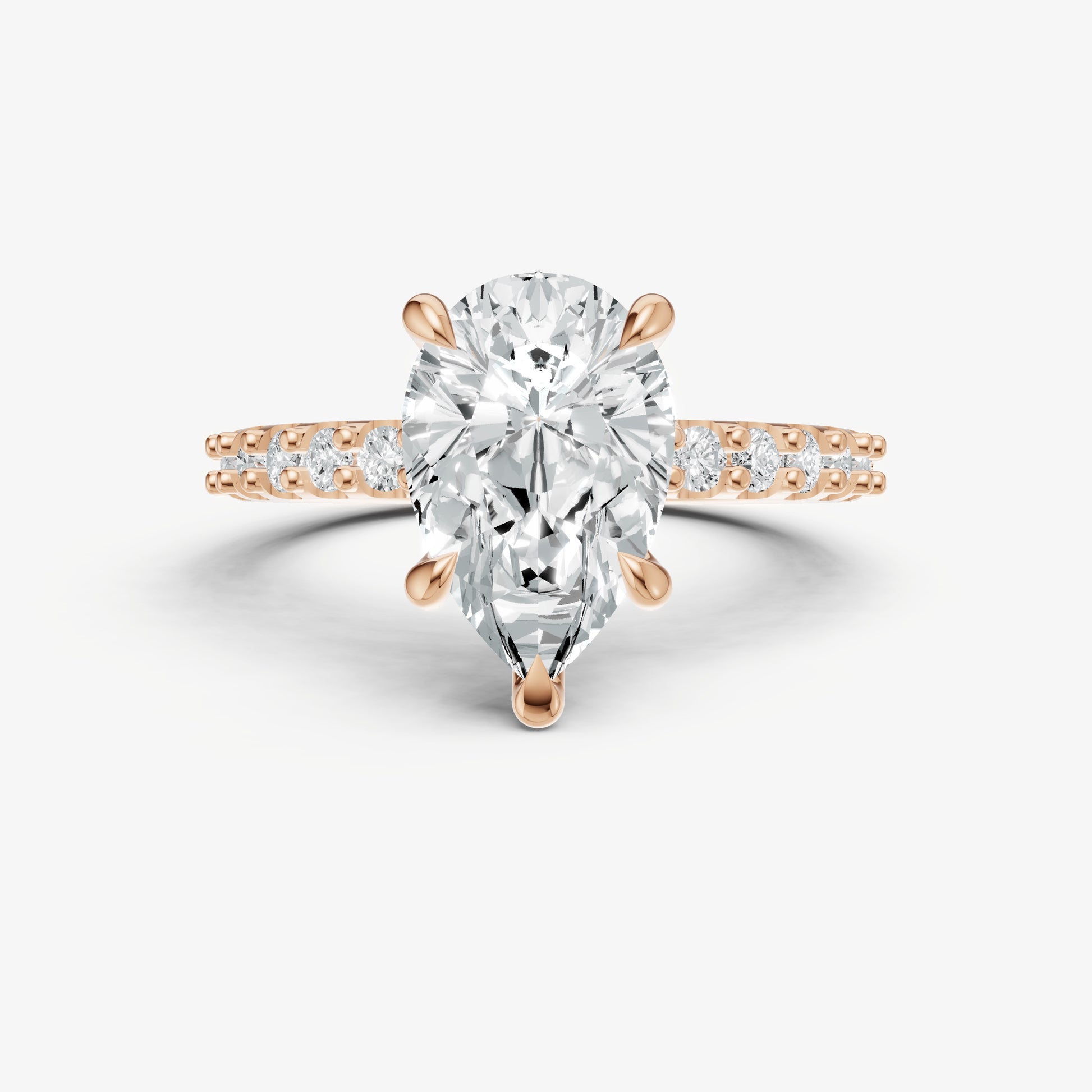 Pear 6 Claw Diamond Band Engagement Ring
