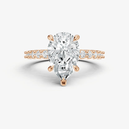 Pear 6 Claw Diamond Band Engagement Ring