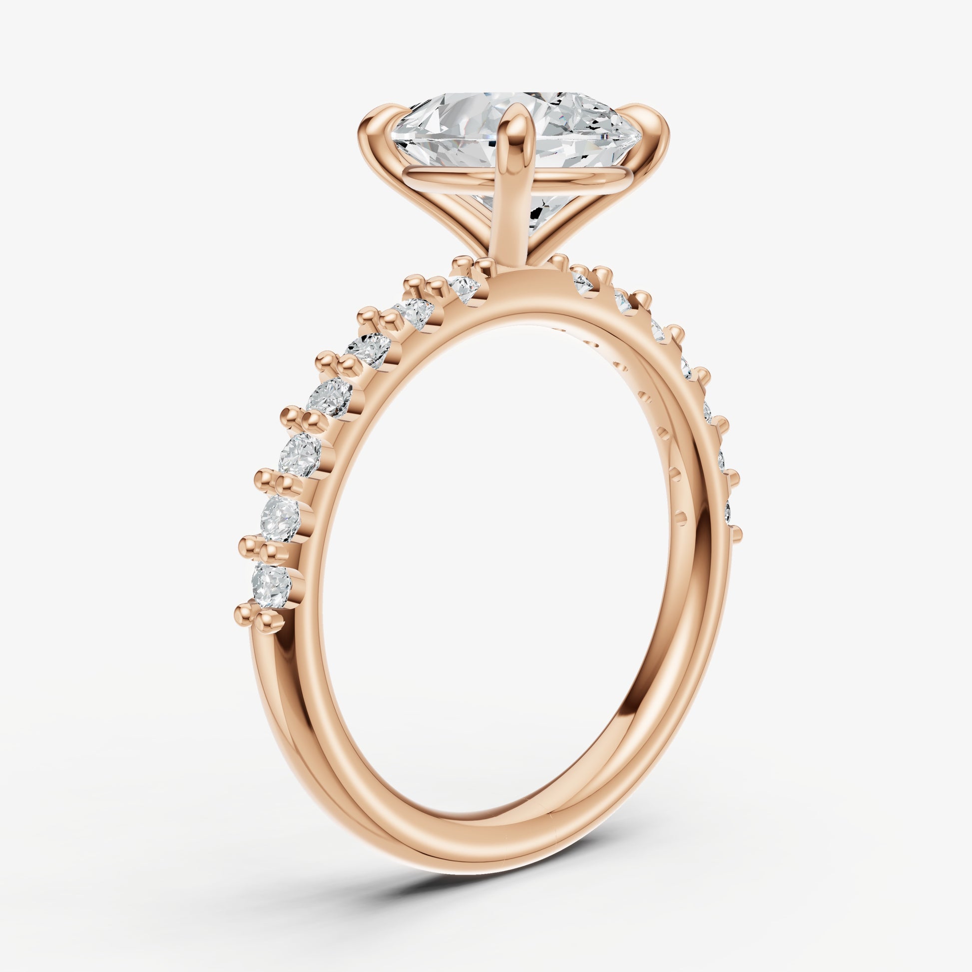 Pear 6 Claw Diamond Band Engagement Ring