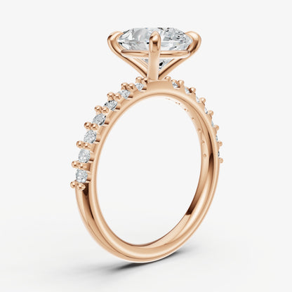 Pear 6 Claw Diamond Band Engagement Ring
