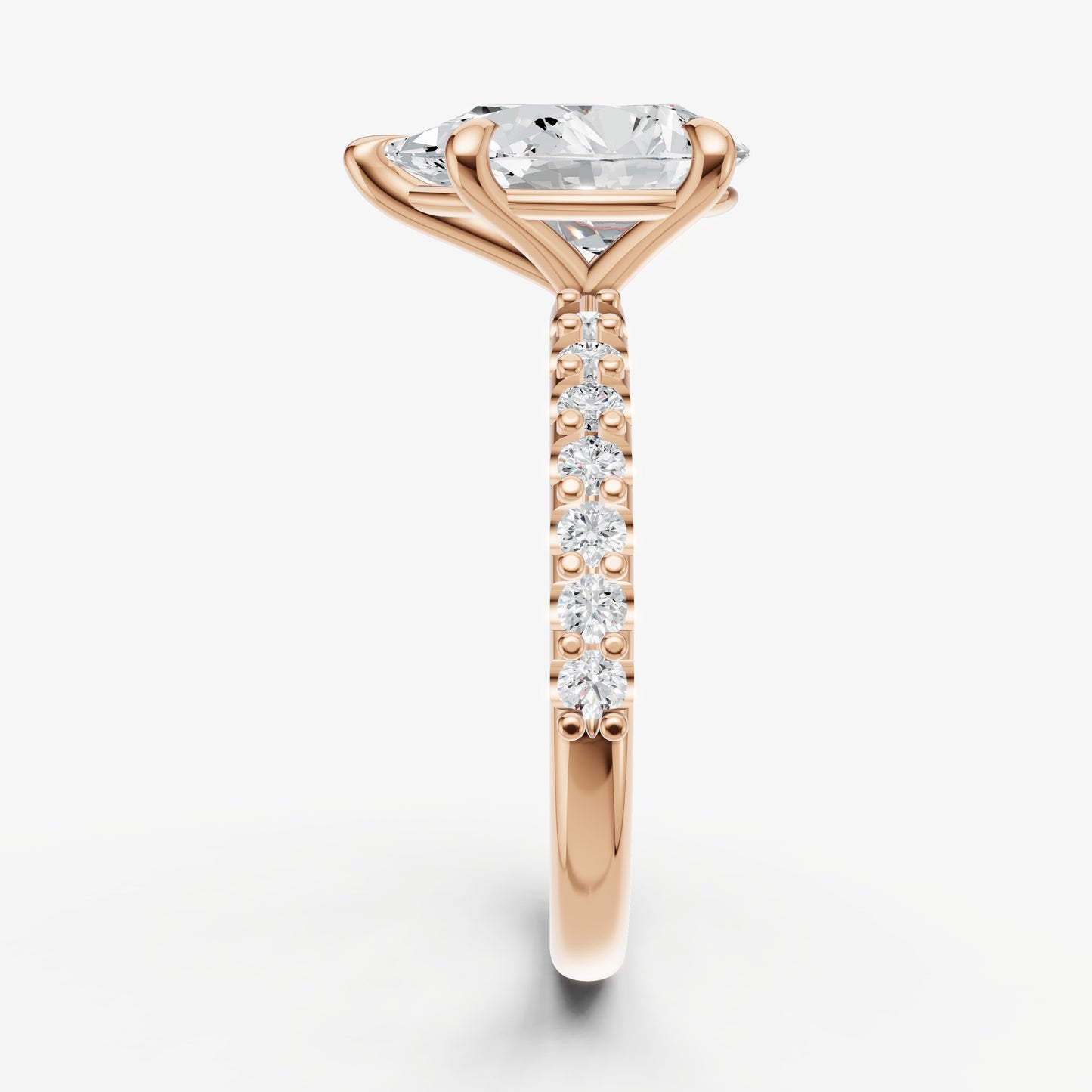 Pear 6 Claw Diamond Band Engagement Ring