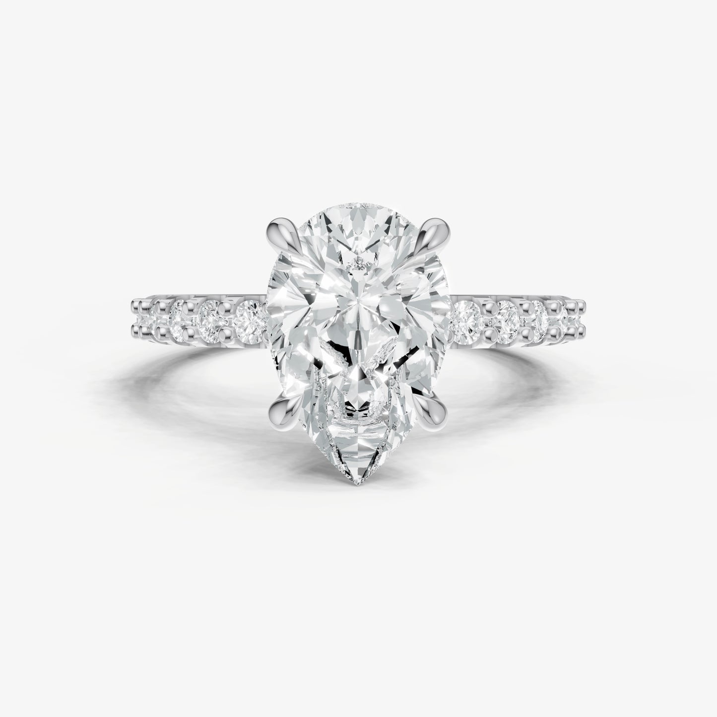 Pear 6 Claw Diamond Band Engagement Ring