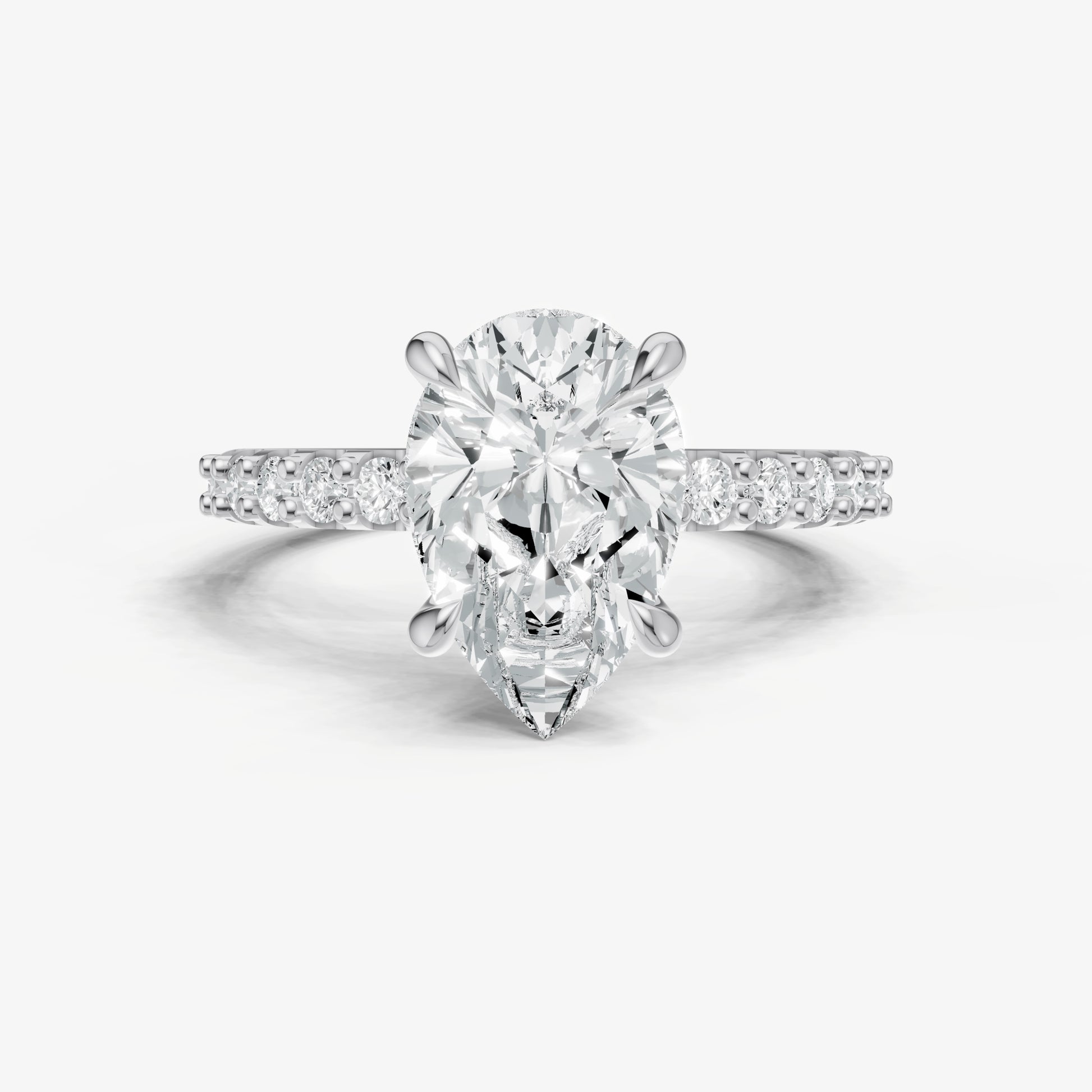 Pear 6 Claw Diamond Band Engagement Ring
