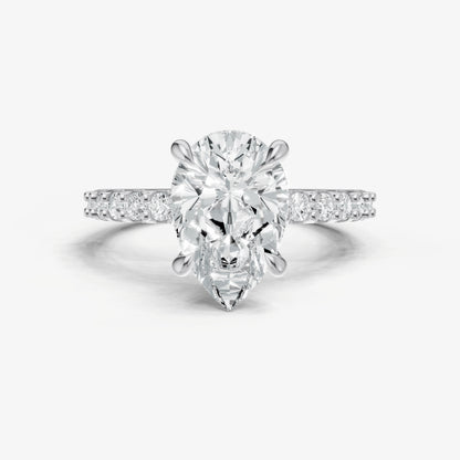 Pear 6 Claw Diamond Band Engagement Ring