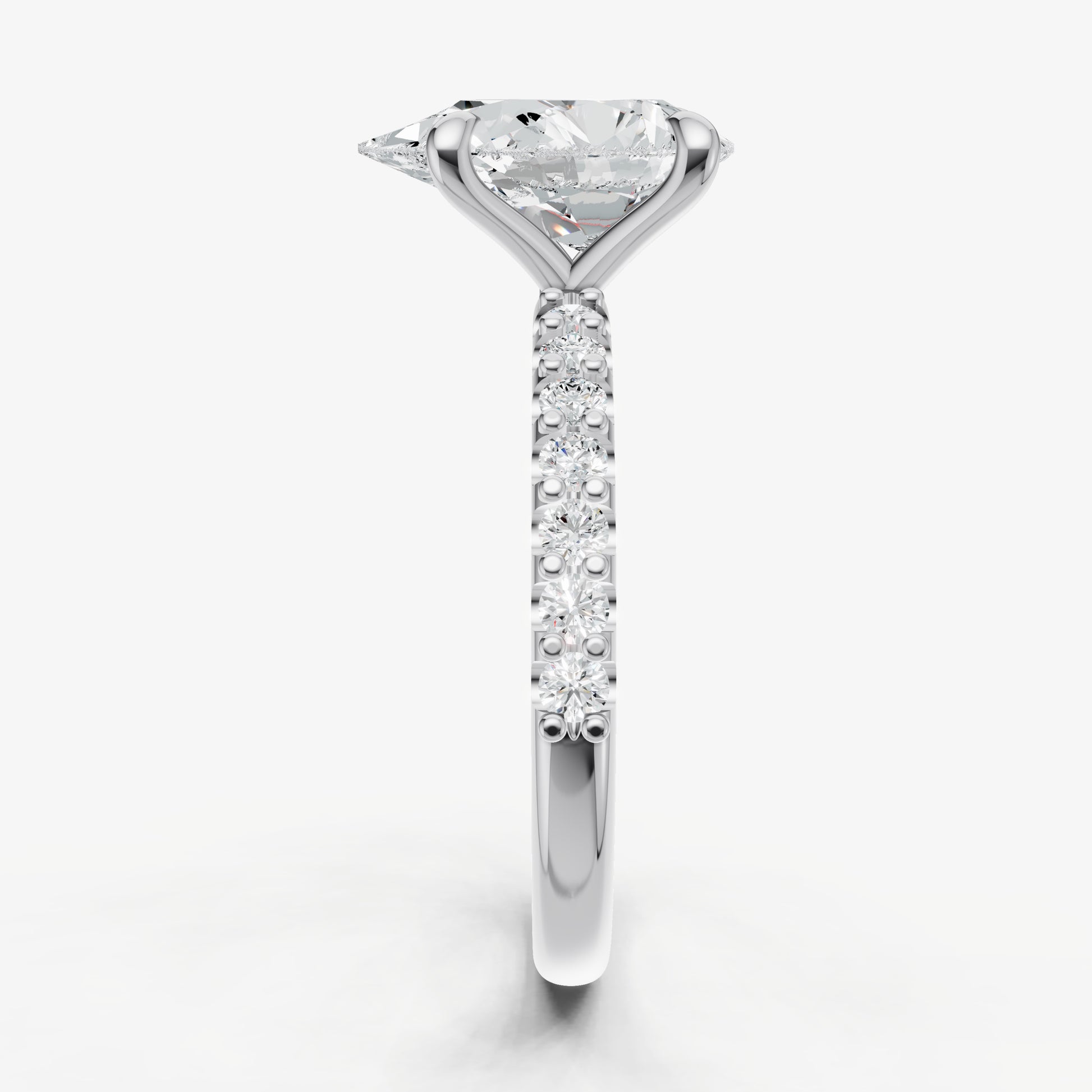 Pear 6 Claw Diamond Band Engagement Ring