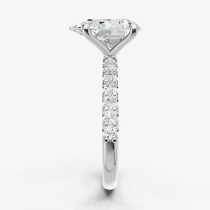Pear 6 Claw Diamond Band Engagement Ring