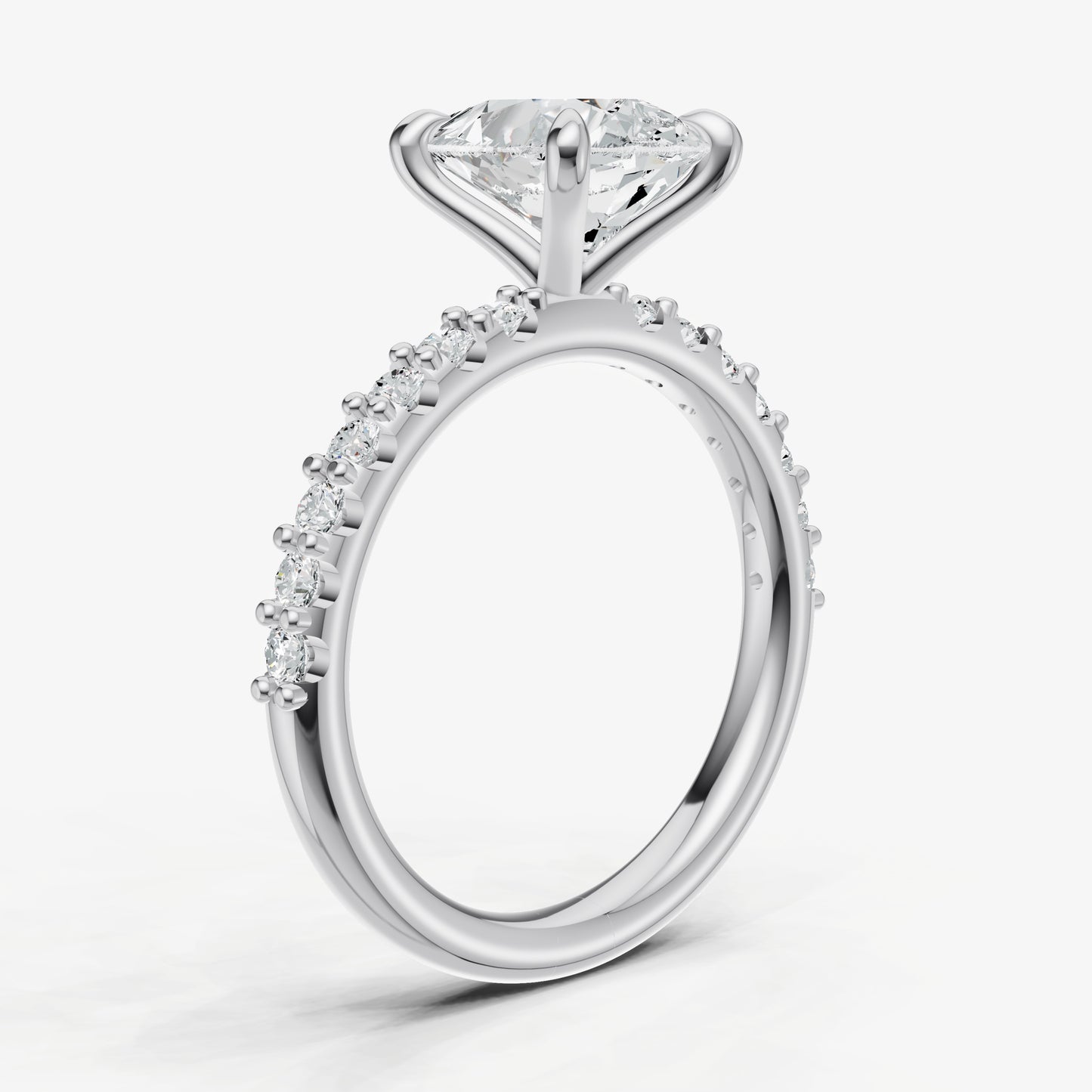 Pear 6 Claw Diamond Band Engagement Ring