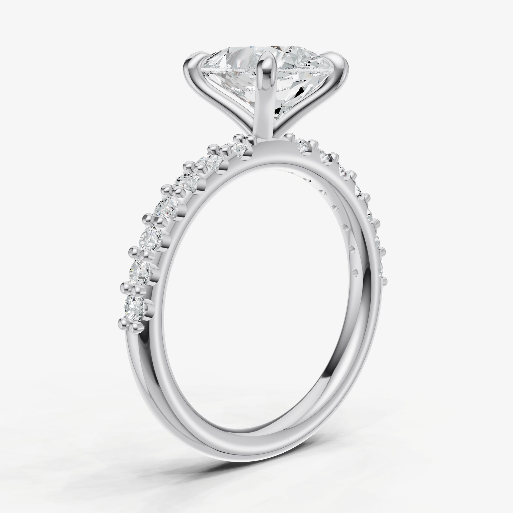 Pear 6 Claw Diamond Band Engagement Ring