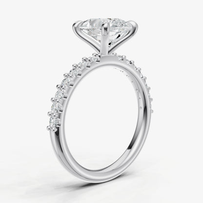 Pear 6 Claw Diamond Band Engagement Ring