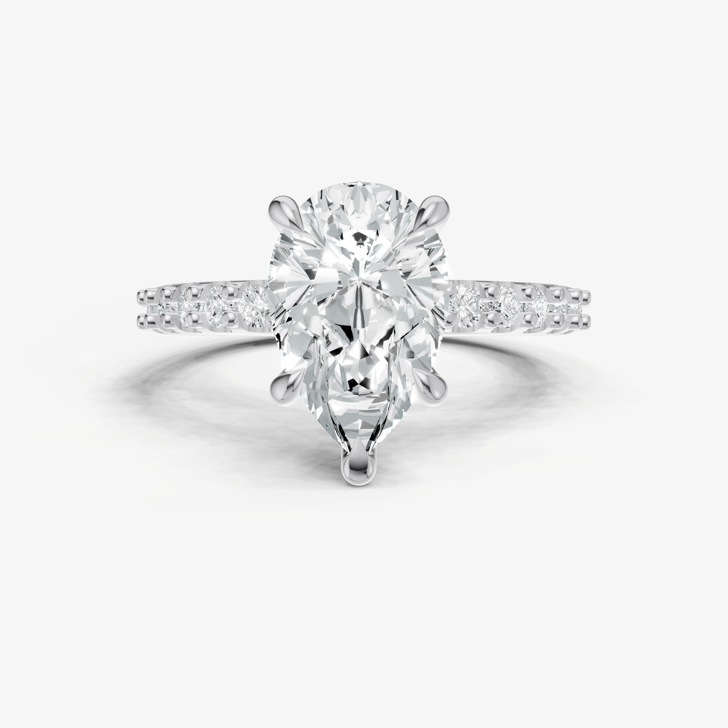 Pear 6 Claw Diamond Band Engagement Ring