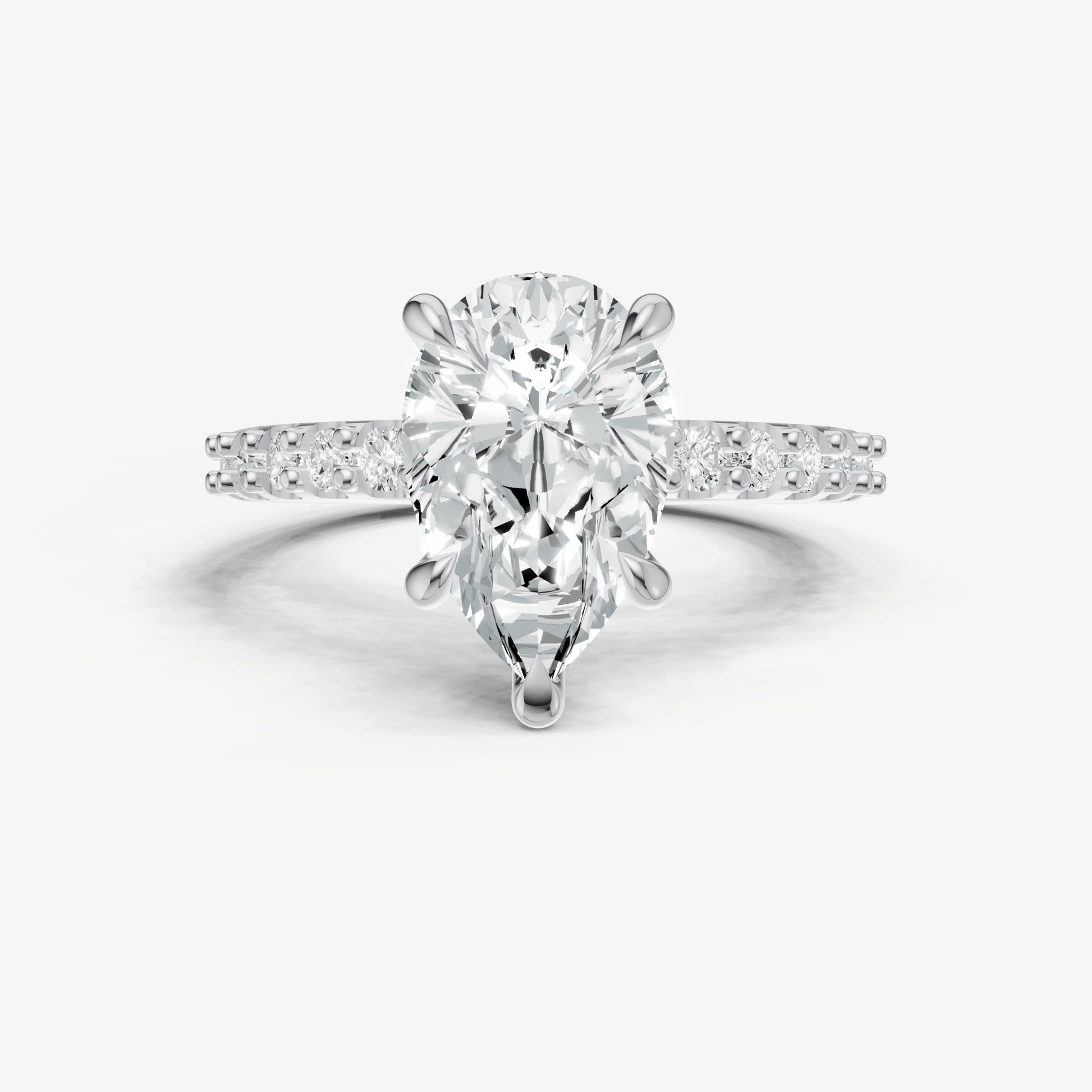 Pear 6 Claw Diamond Band Engagement Ring