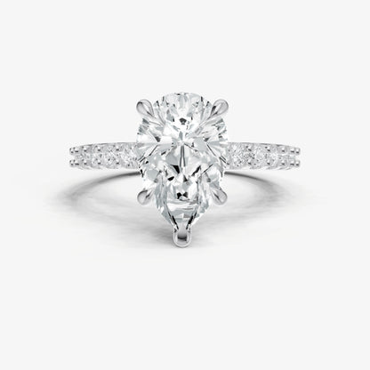 Pear 6 Claw Diamond Band Engagement Ring