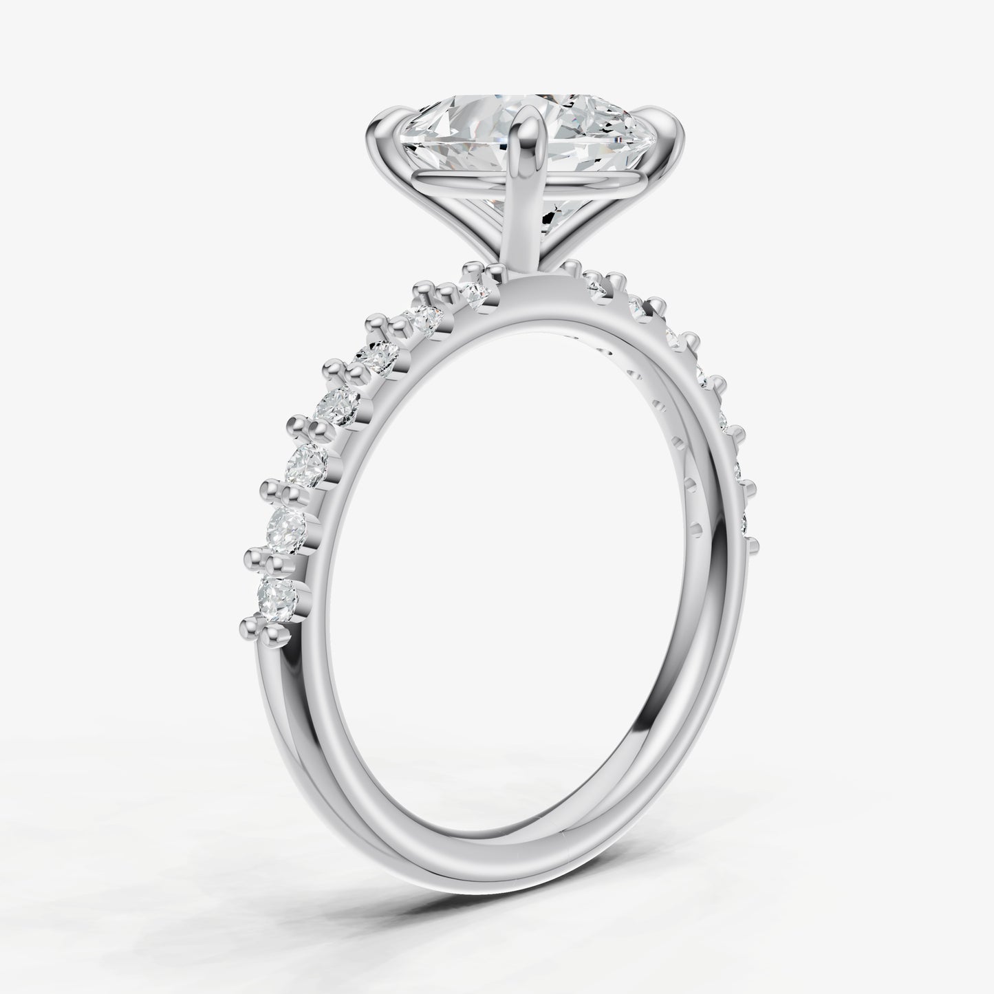 Pear 6 Claw Diamond Band Engagement Ring