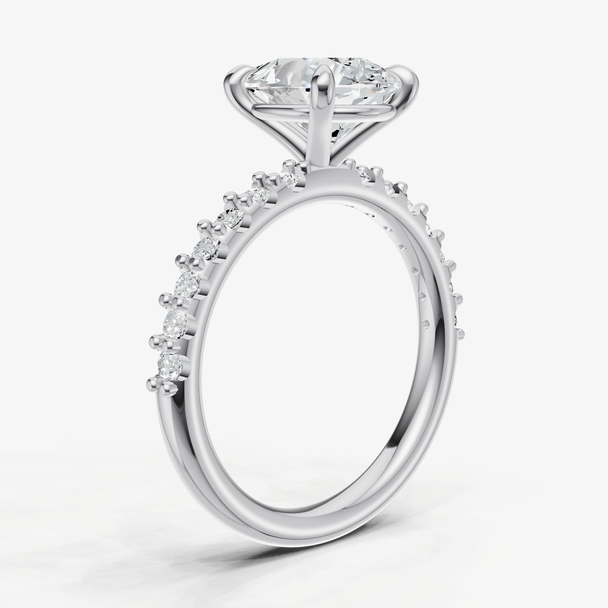 Pear 6 Claw Diamond Band Engagement Ring