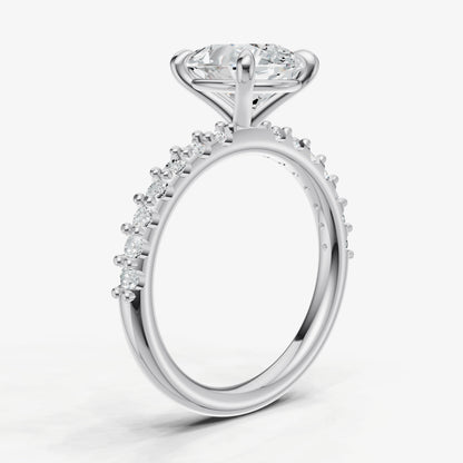 Pear 6 Claw Diamond Band Engagement Ring