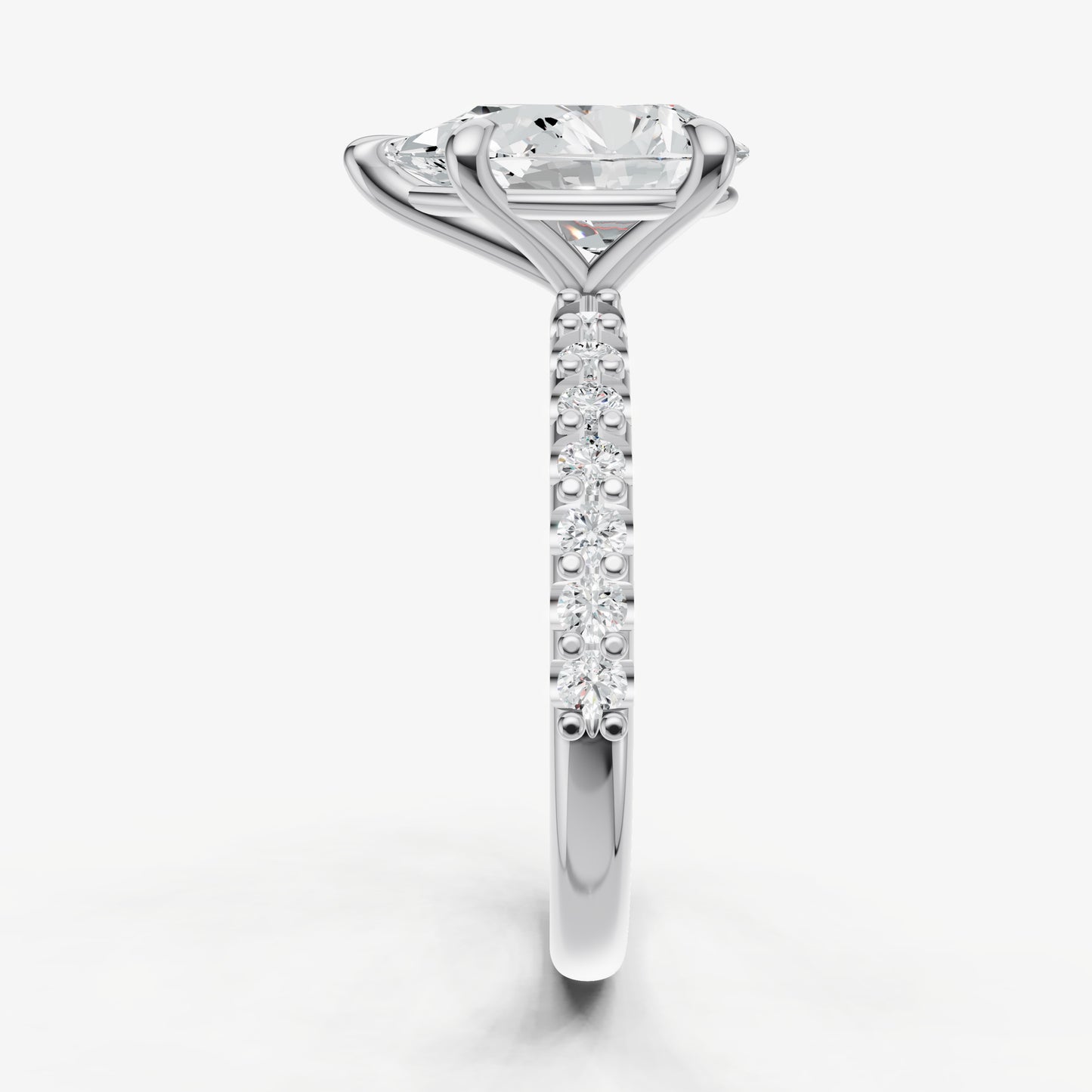 Pear 6 Claw Diamond Band Engagement Ring
