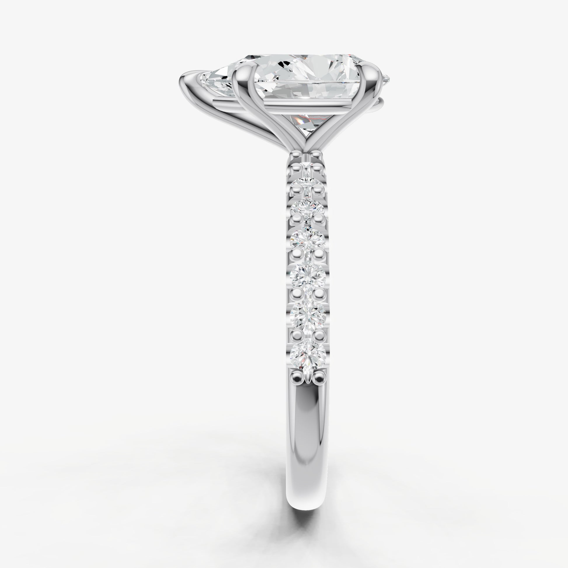Pear 6 Claw Diamond Band Engagement Ring