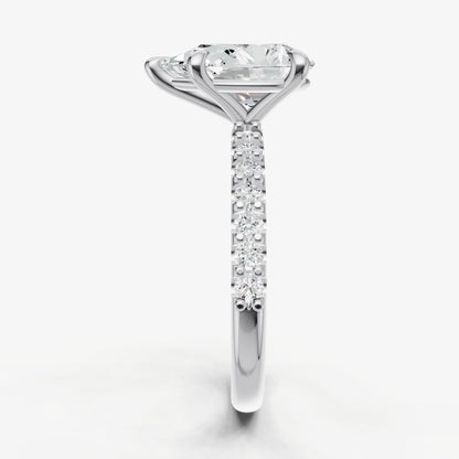 Pear 6 Claw Diamond Band Engagement Ring
