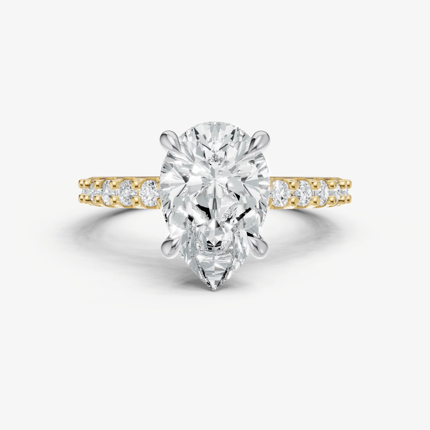 Pear 6 Claw Diamond Band Engagement Ring