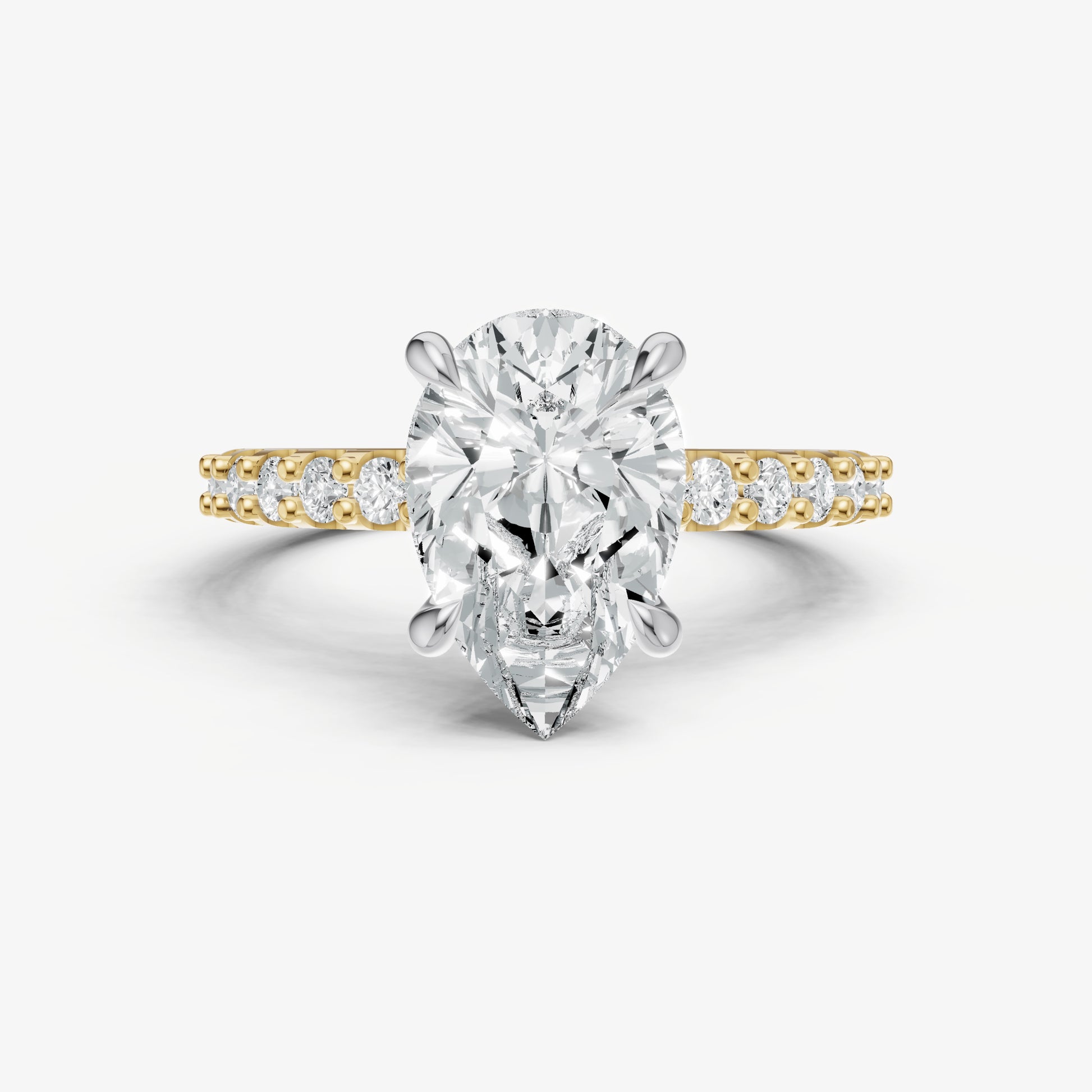 Pear 6 Claw Diamond Band Engagement Ring