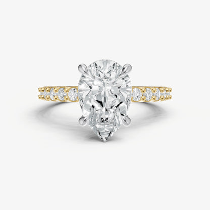 Pear 6 Claw Diamond Band Engagement Ring