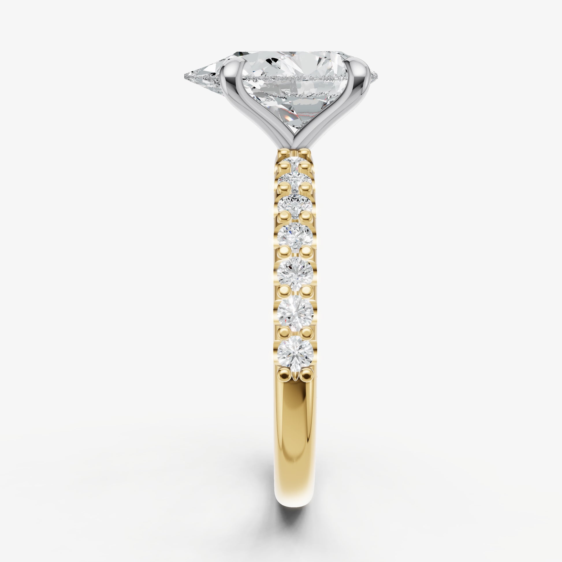 Pear 6 Claw Diamond Band Engagement Ring