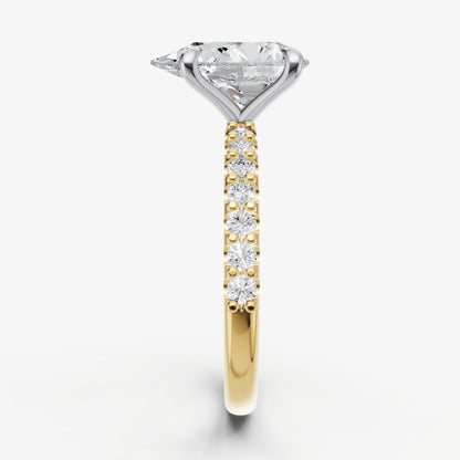 Pear 6 Claw Diamond Band Engagement Ring