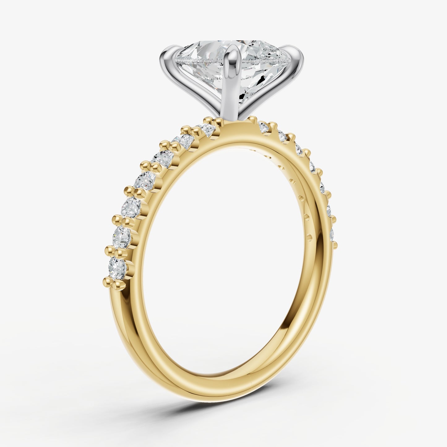 Pear 6 Claw Diamond Band Engagement Ring