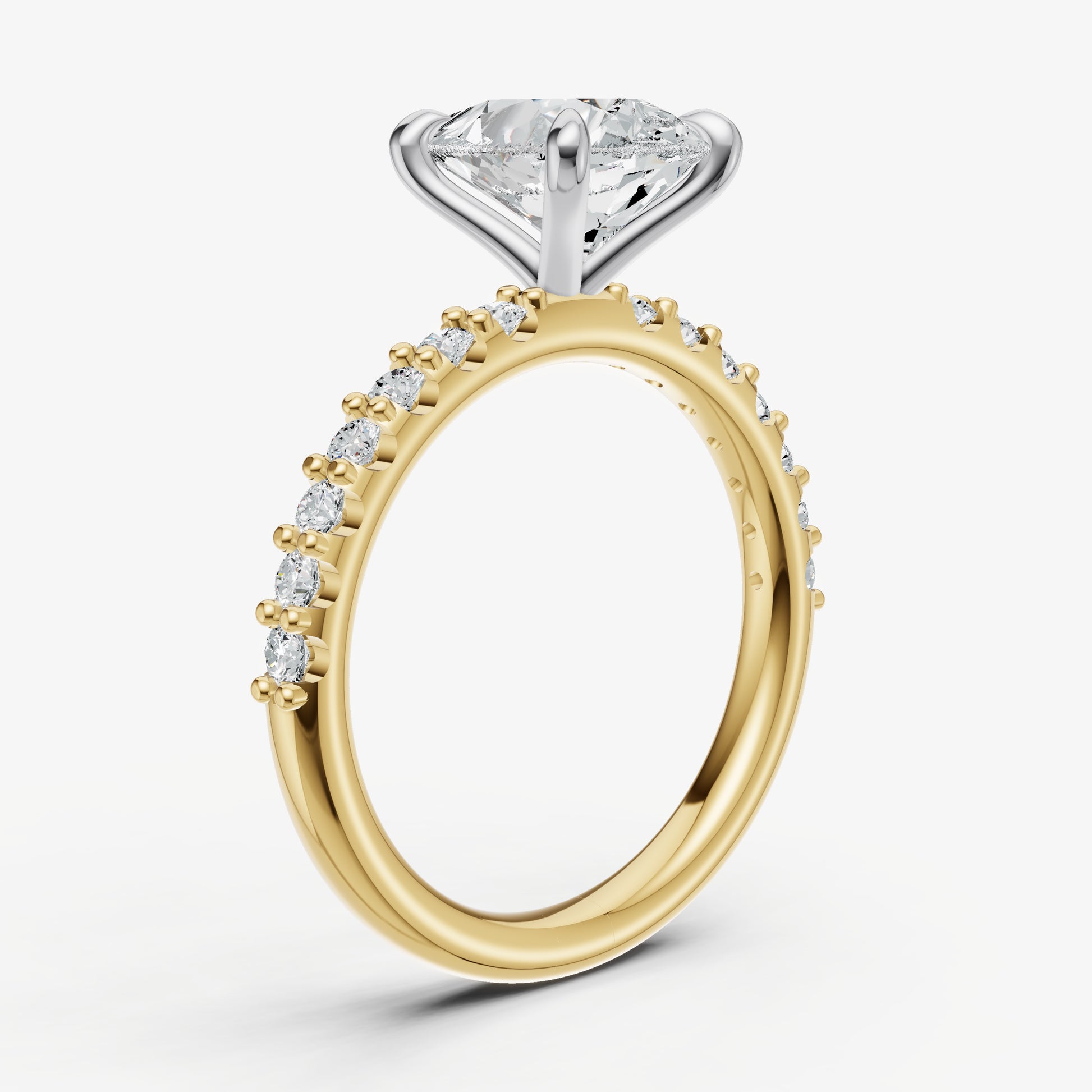 Pear 6 Claw Diamond Band Engagement Ring