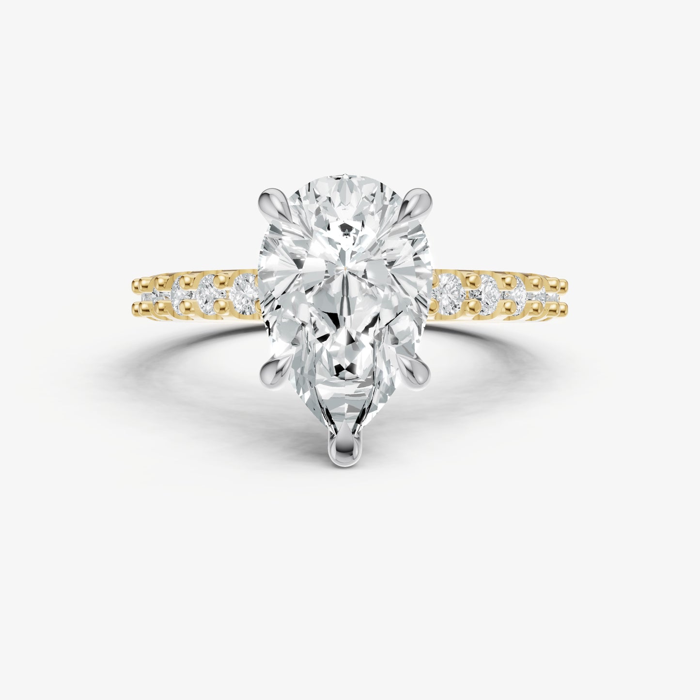Pear 6 Claw Diamond Band Engagement Ring