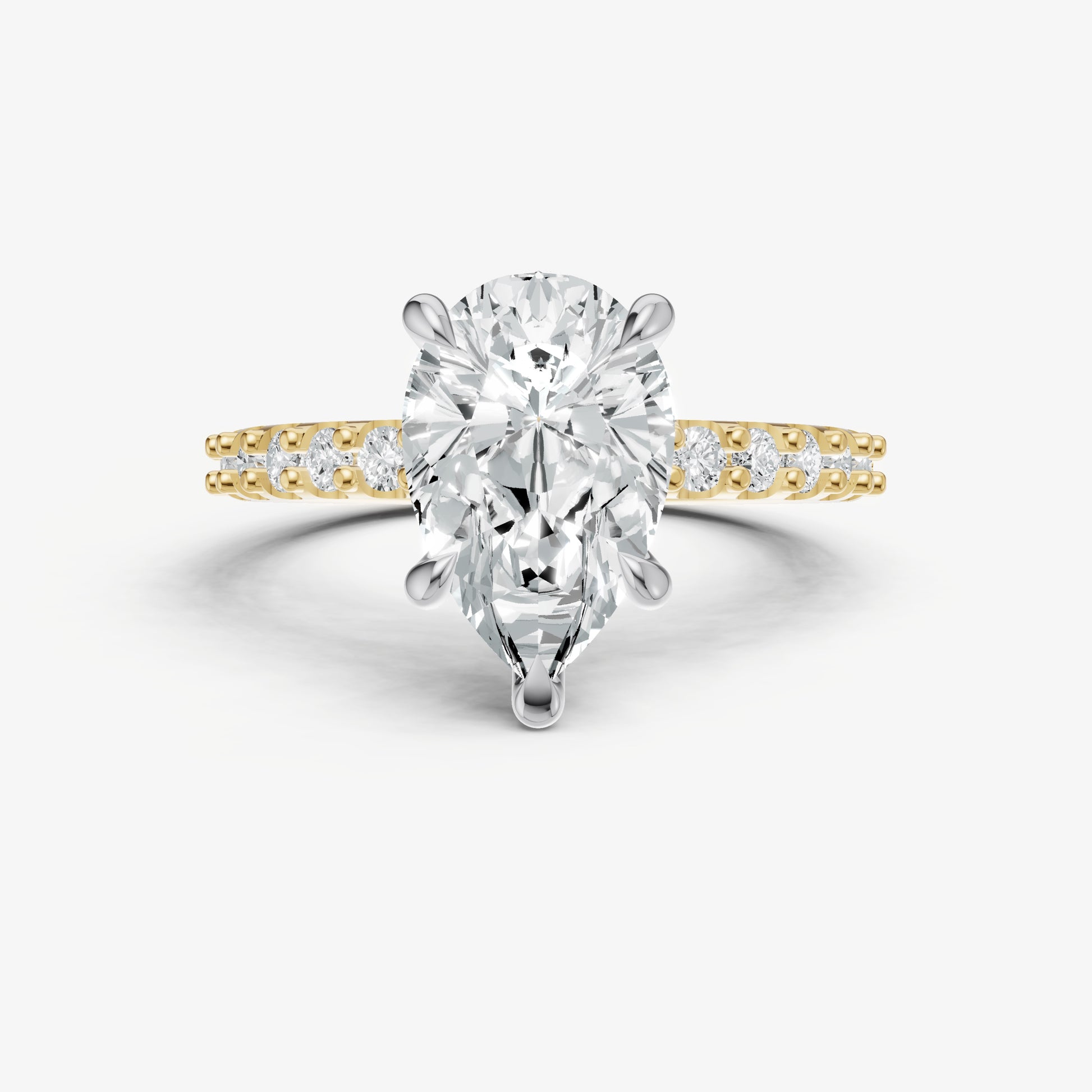Pear 6 Claw Diamond Band Engagement Ring