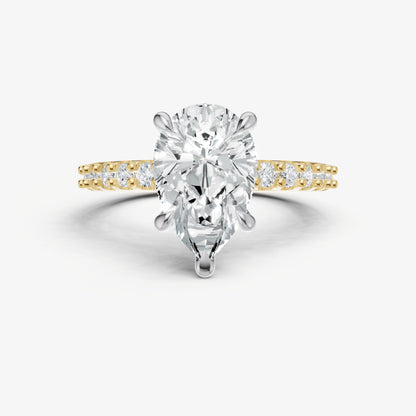 Pear 6 Claw Diamond Band Engagement Ring