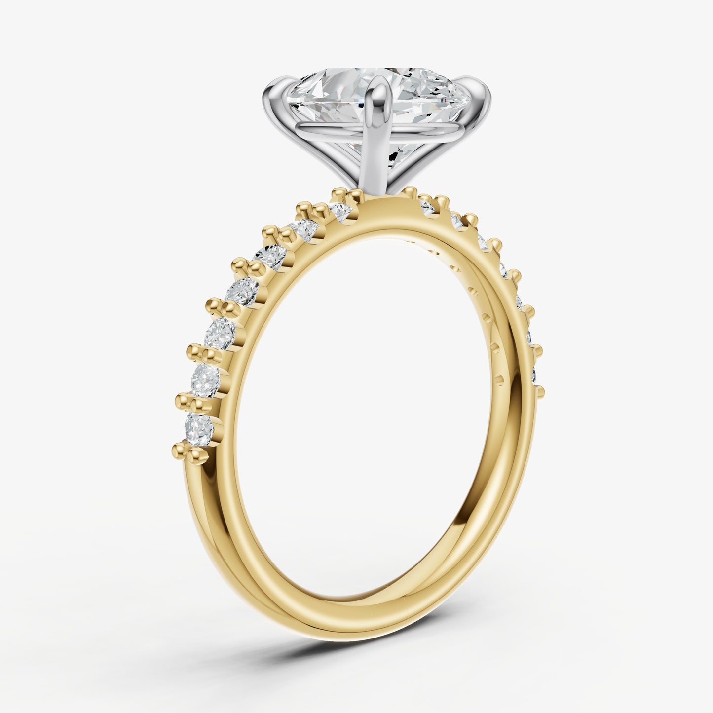Pear 6 Claw Diamond Band Engagement Ring