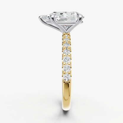 Pear 6 Claw Diamond Band Engagement Ring