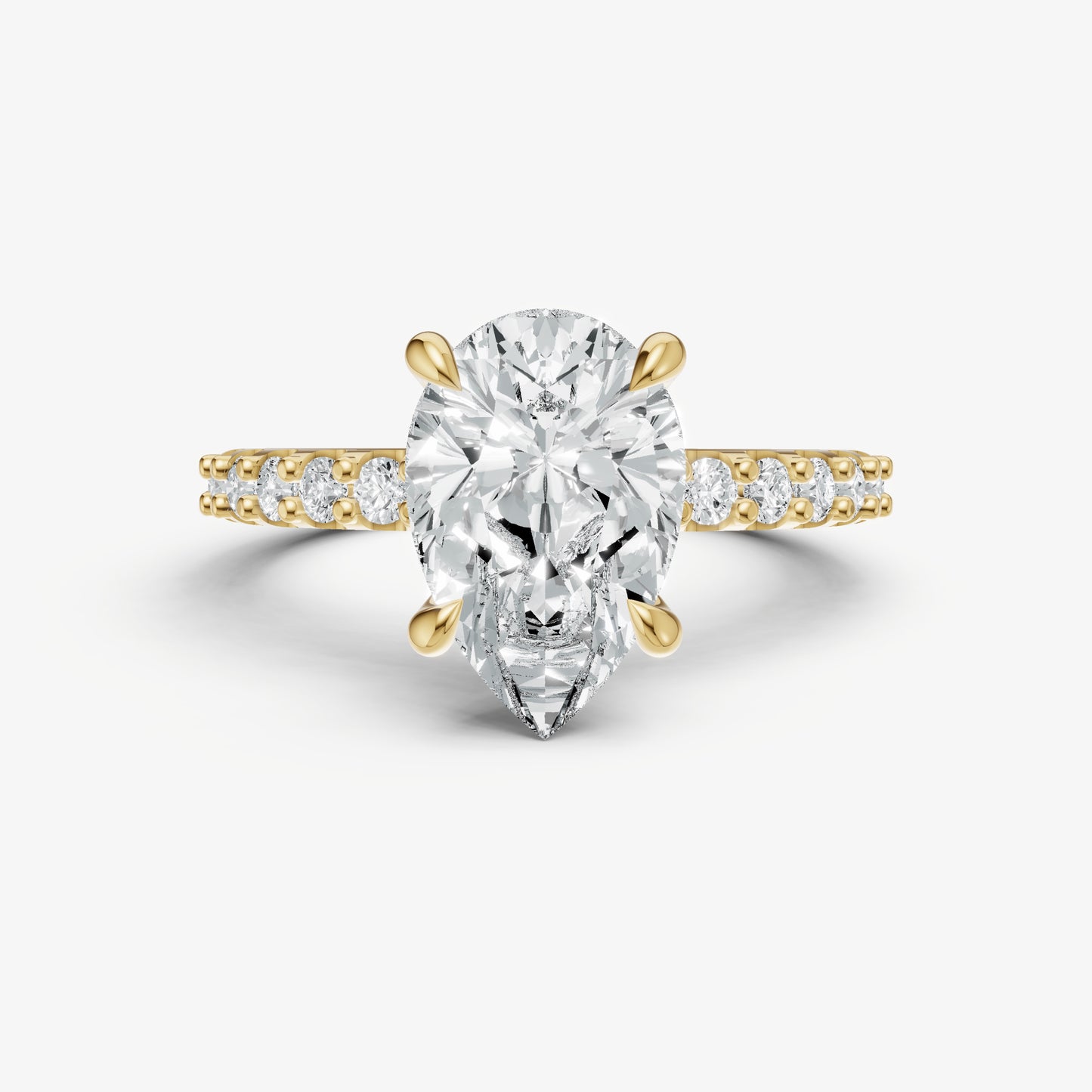 Pear 6 Claw Diamond Band Engagement Ring