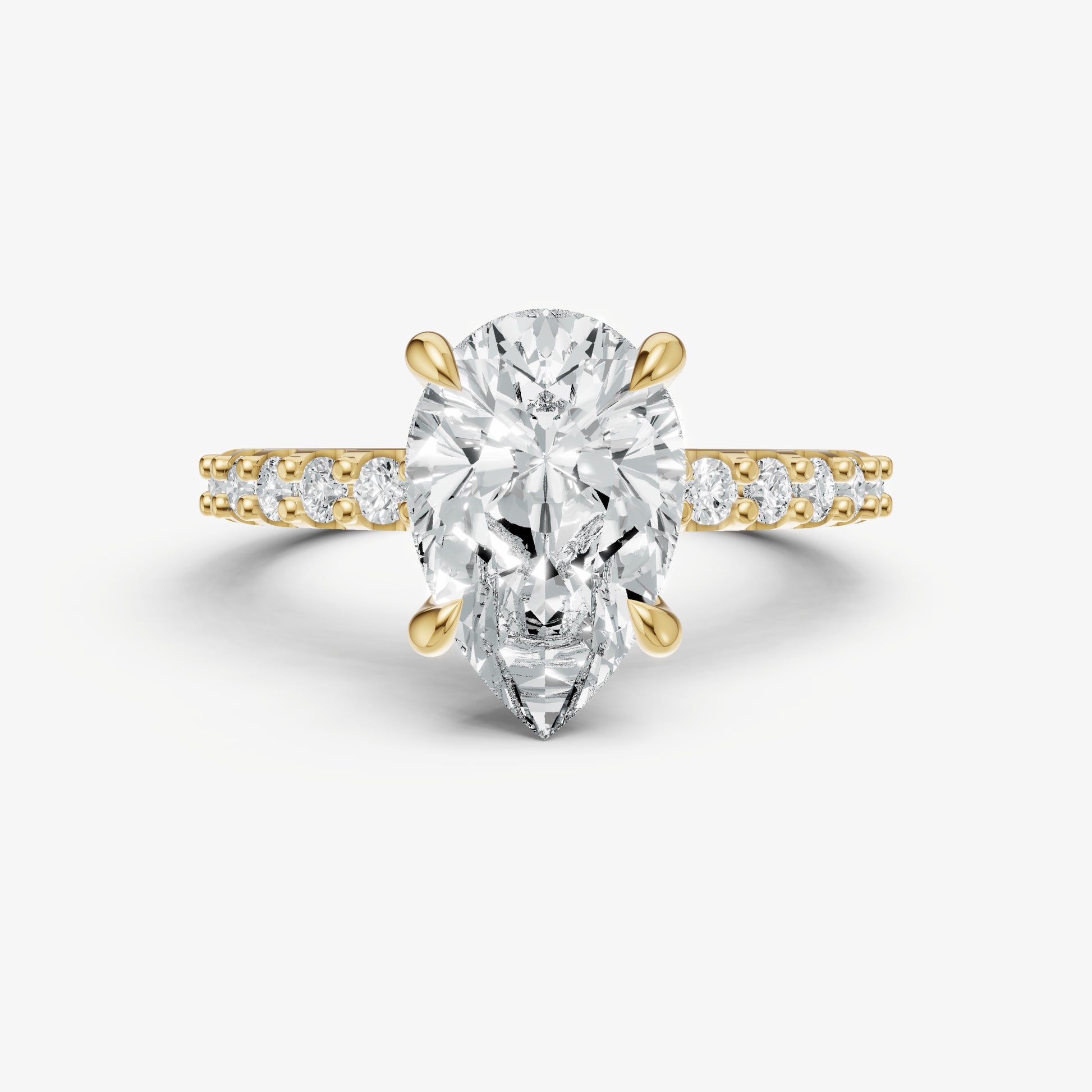 Pear 6 Claw Diamond Band Engagement Ring