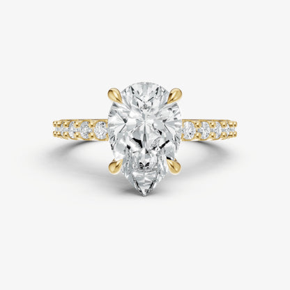 Pear 6 Claw Diamond Band Engagement Ring