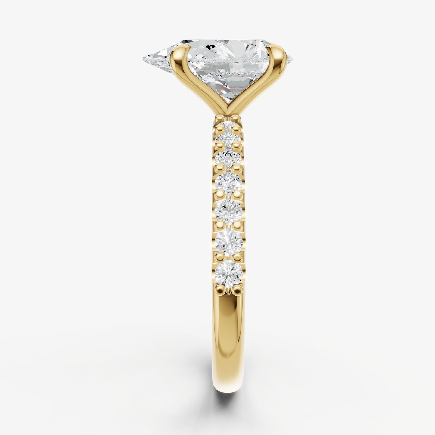 Pear 6 Claw Diamond Band Engagement Ring