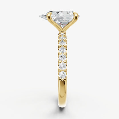 Pear 6 Claw Diamond Band Engagement Ring