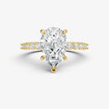 Pear Petite Diamond Band Soliatire Engagement Ring