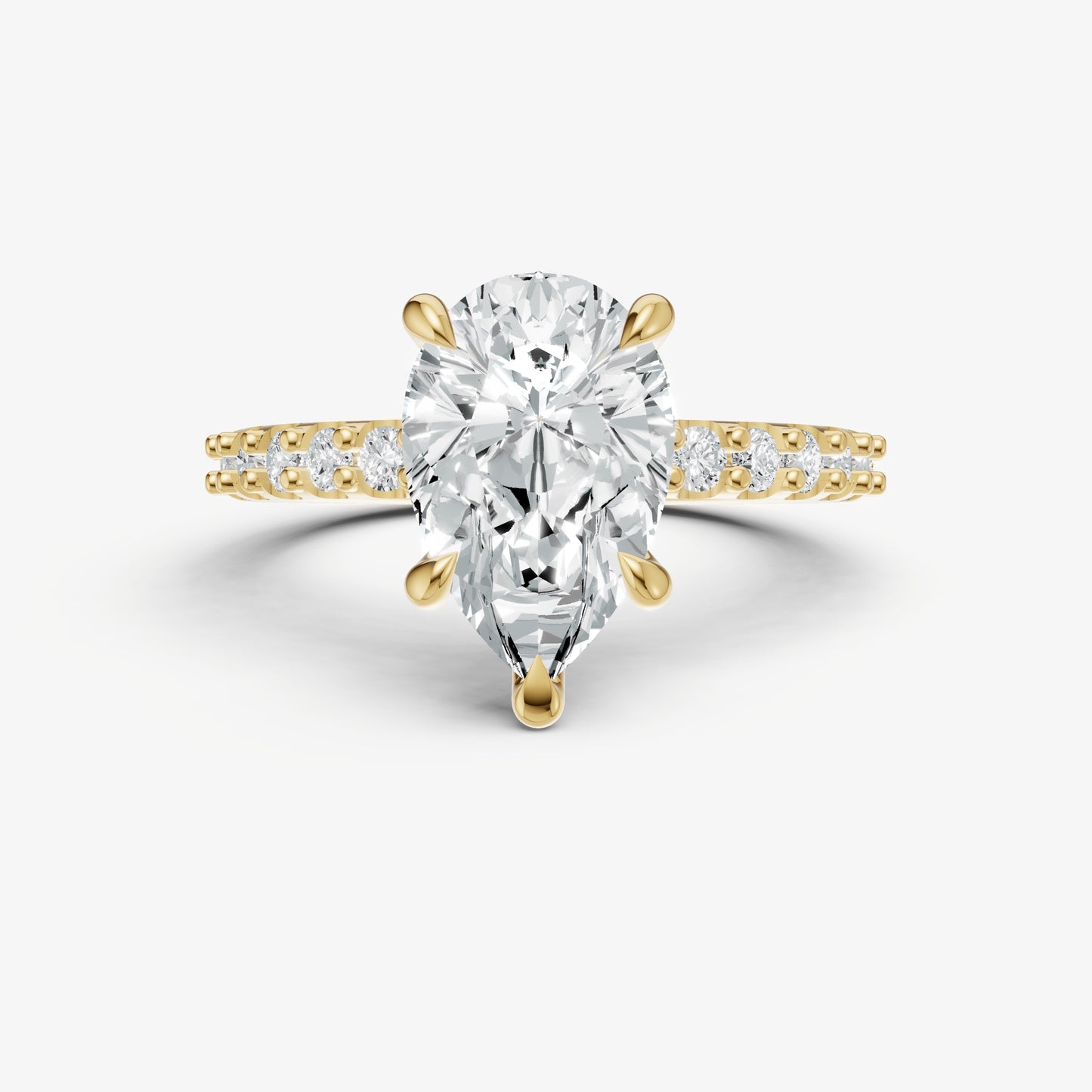 Pear 6 Claw Diamond Band Engagement Ring