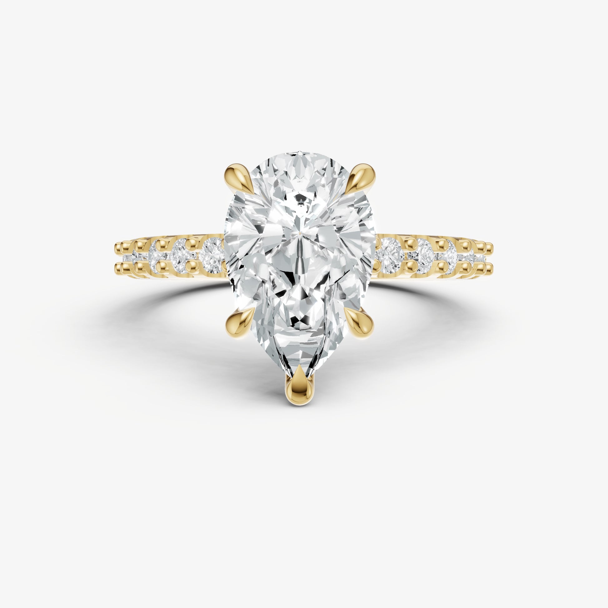 Pear 6 Claw Diamond Band Engagement Ring
