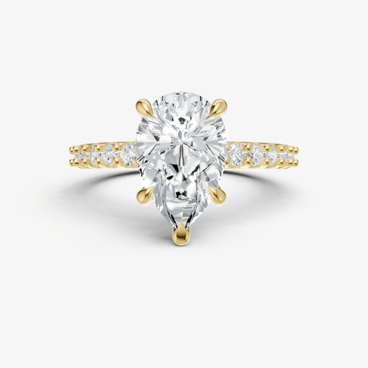 Pear 6 Claw Diamond Band Engagement Ring