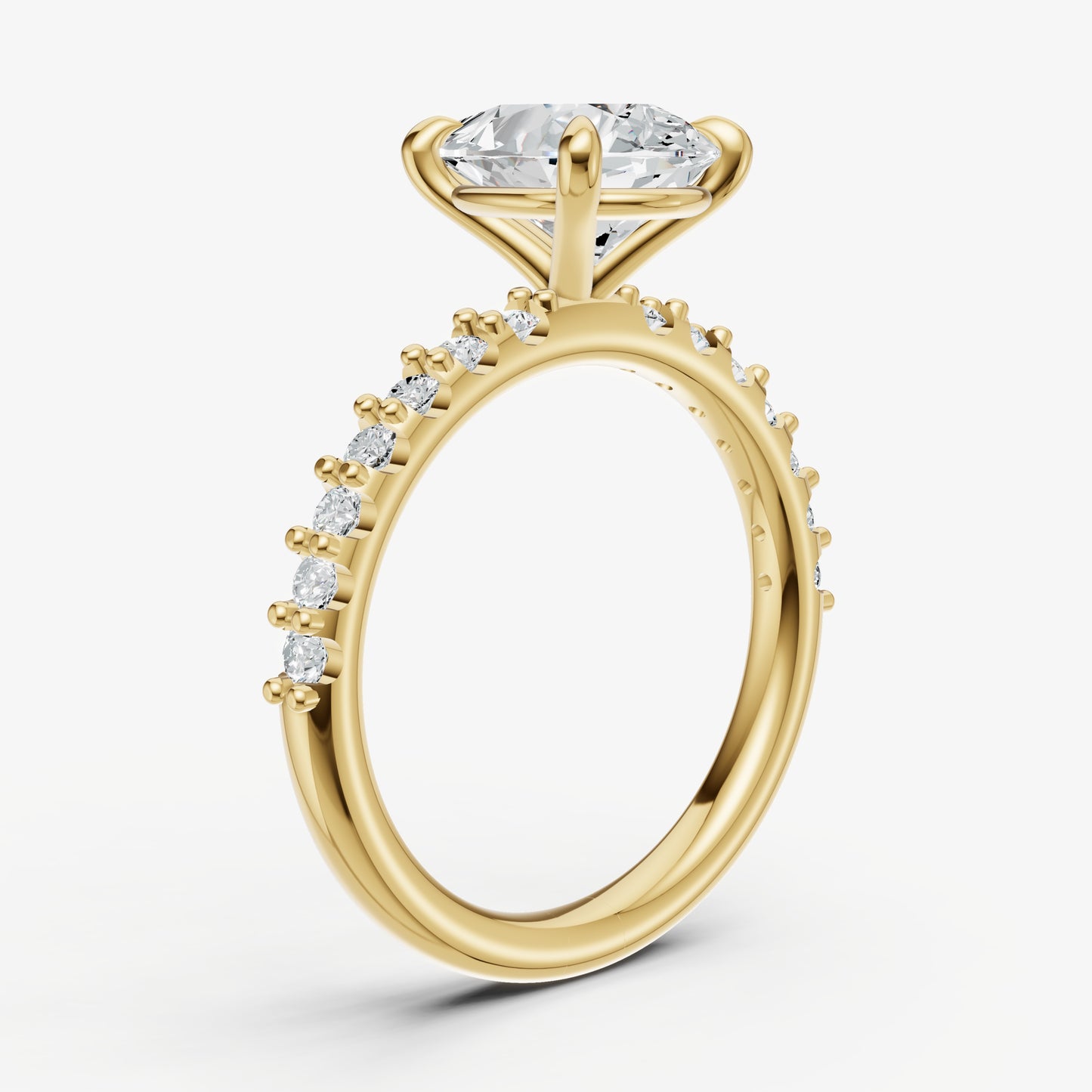 Pear 6 Claw Diamond Band Engagement Ring