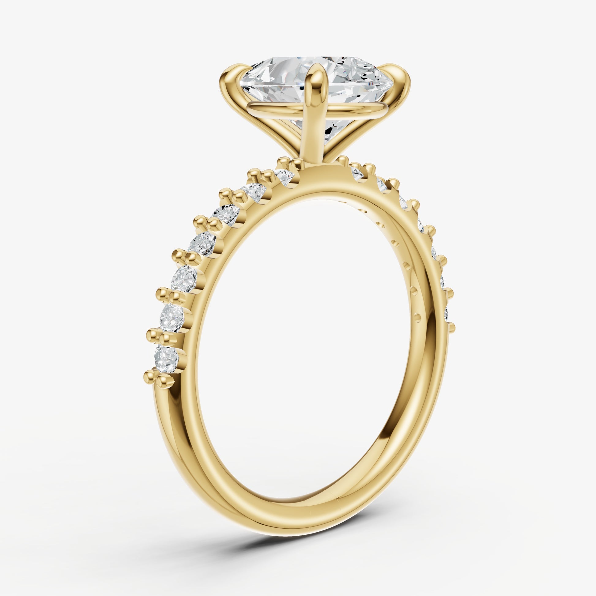 Pear 6 Claw Diamond Band Engagement Ring