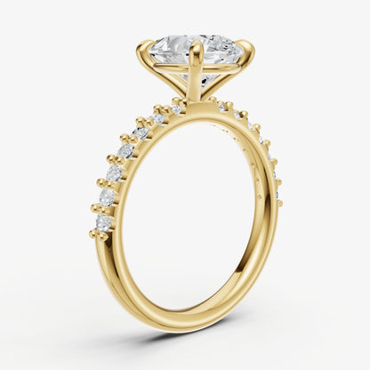 Pear 6 Claw Diamond Band Engagement Ring