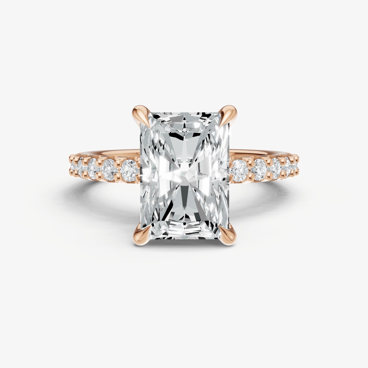 Radiant 6 Claw Diamond Band Engagement Ring