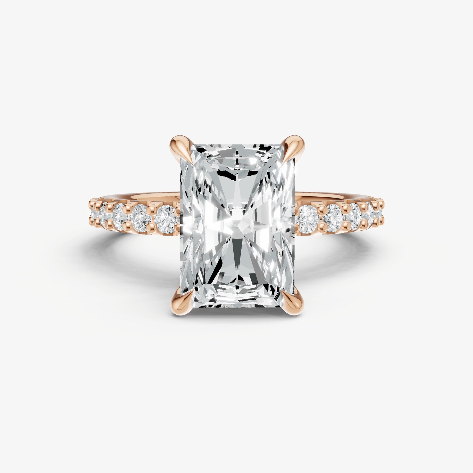Radiant 6 Claw Diamond Band Engagement Ring
