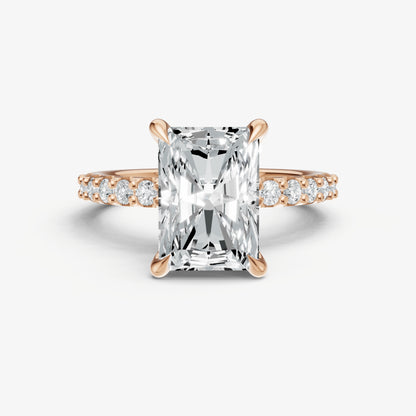 Radiant 6 Claw Diamond Band Engagement Ring